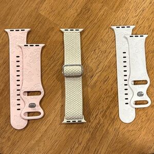 Set of Three Apple Watch Bands in Pink, Cream, and White